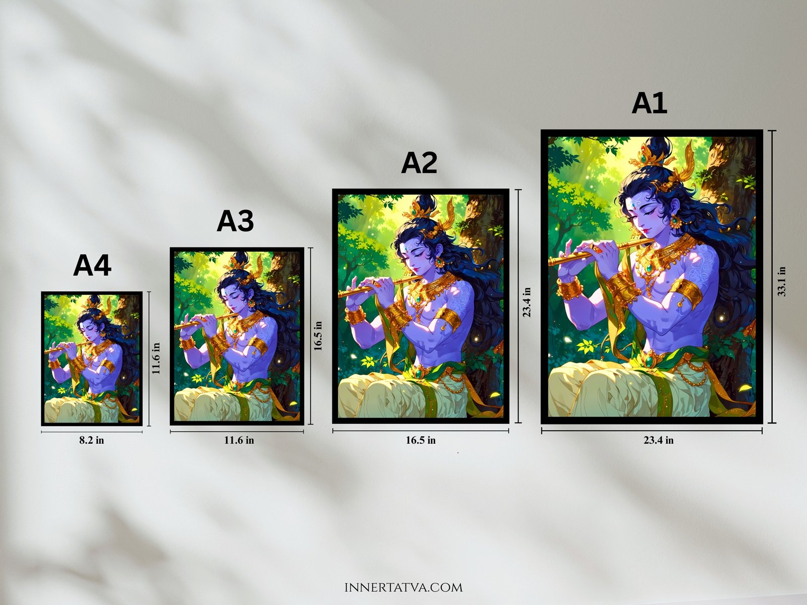 Lord Krishna Flute Under a Tree Anime Art – Acrylic Slim LED Glow Frame - Image 3
